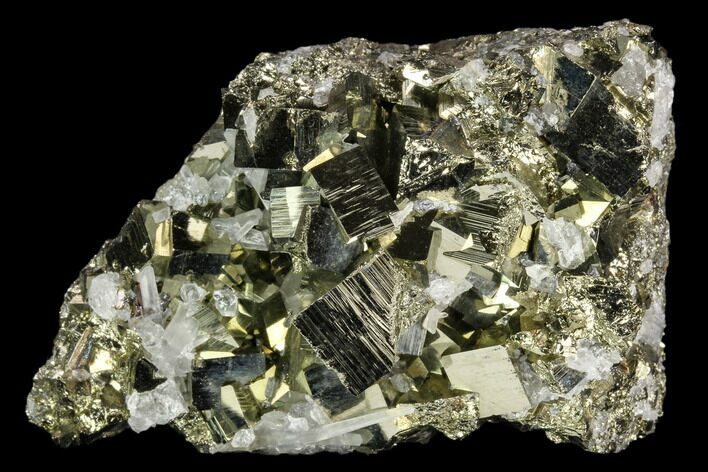Gleaming Cubic Pyrite & Quartz Crystal Association - Peru #124441